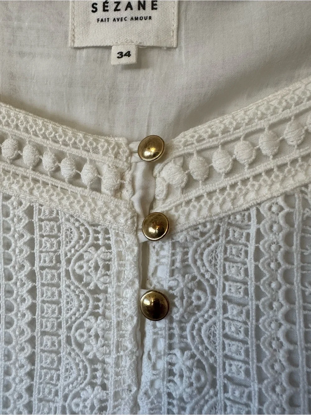 SEZANE crochet 1960s style shift dress 34 - Picture 3 of 3